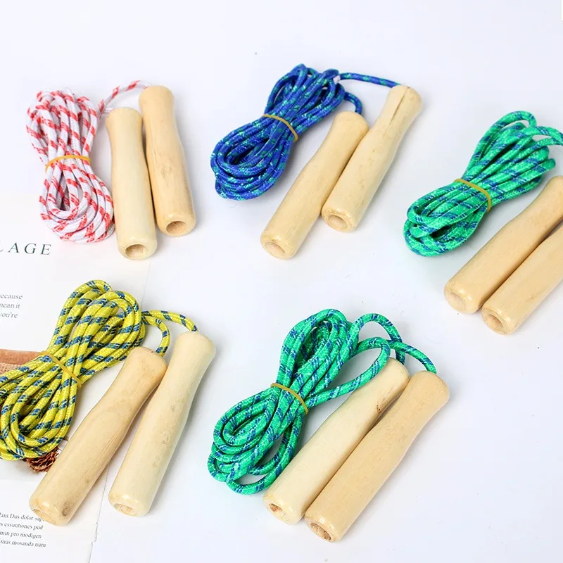 Wooden Handle Skipping Rope for Students Fitness Training Sport Game jump rope 5 Pcs