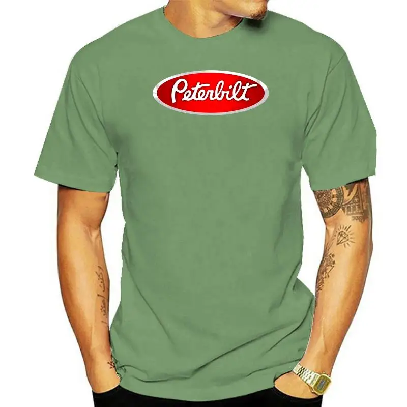 Heavy Peterbilt Truck Trucker Logo Mens Black White T-Shirt Da Xs A 3Xl