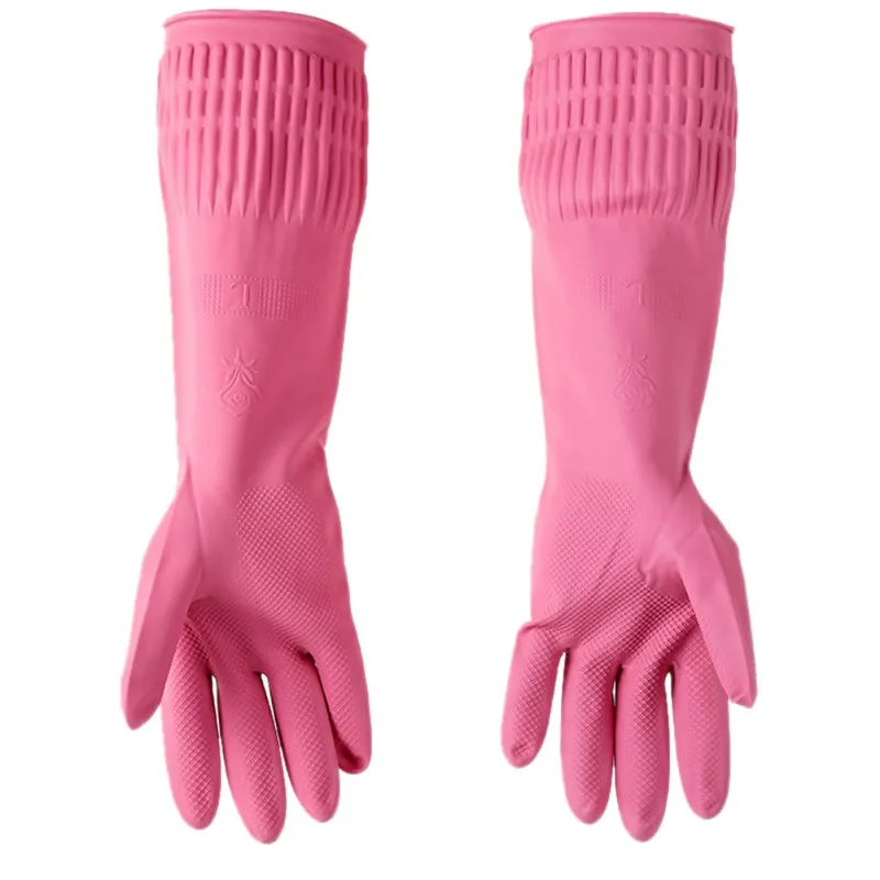 Home Pink Latex Household Gloves,Anti-Corrosion Non-Slip Reuable Household Gloves Dishwashing Gloves