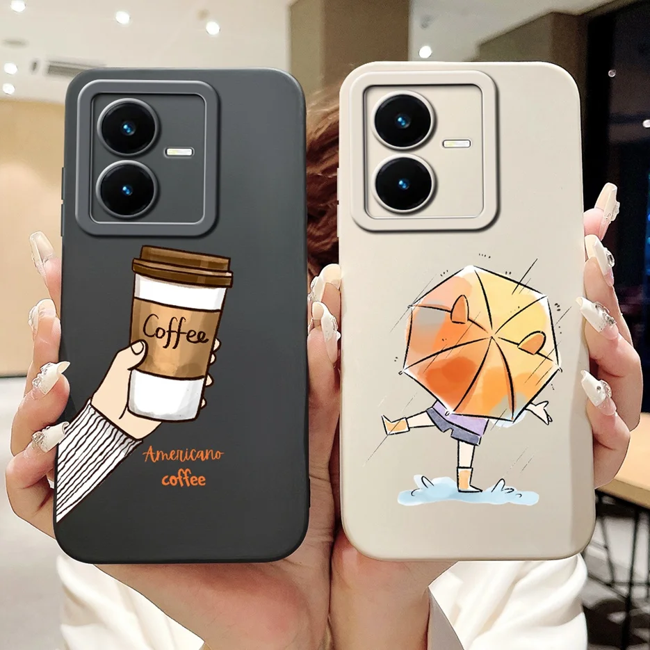 Stylish Painted Soft TPU Phone Case for Vivo Y22 Series - 6.55'' Bumper Cover