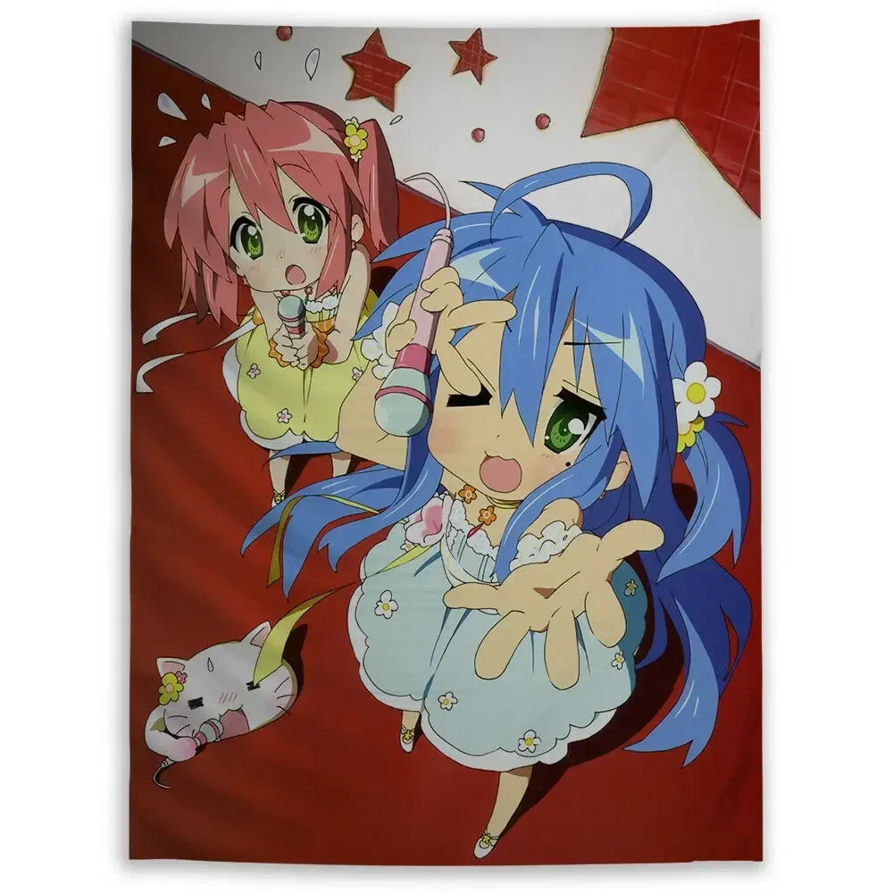 Anime Tapisserie Wandbehang Lucky Star Kawaii Izumi Konata Saitama Hintergrund Tuch Dekorative Decke Zimmer Dekor Ästhetik – Detail 14