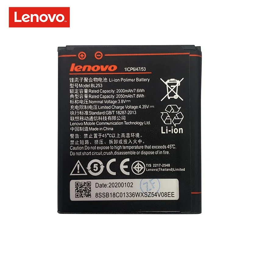 

100% Original 2050mAh BL253 Battery For Lenovo A2010 Battery A 2010 / BL 253 BL-253 A1000 A1000m A 1000 A2580 Mobile Phone