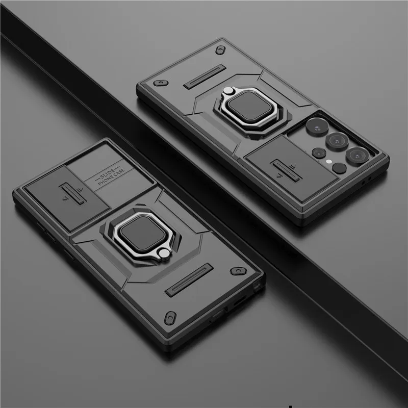 

For Samsung Galaxy S24 Ultra Cover For Samsung S24 Ultra Case 6.8 inch Lens Push window Armor Holder Magnetic Shockproof Bumper