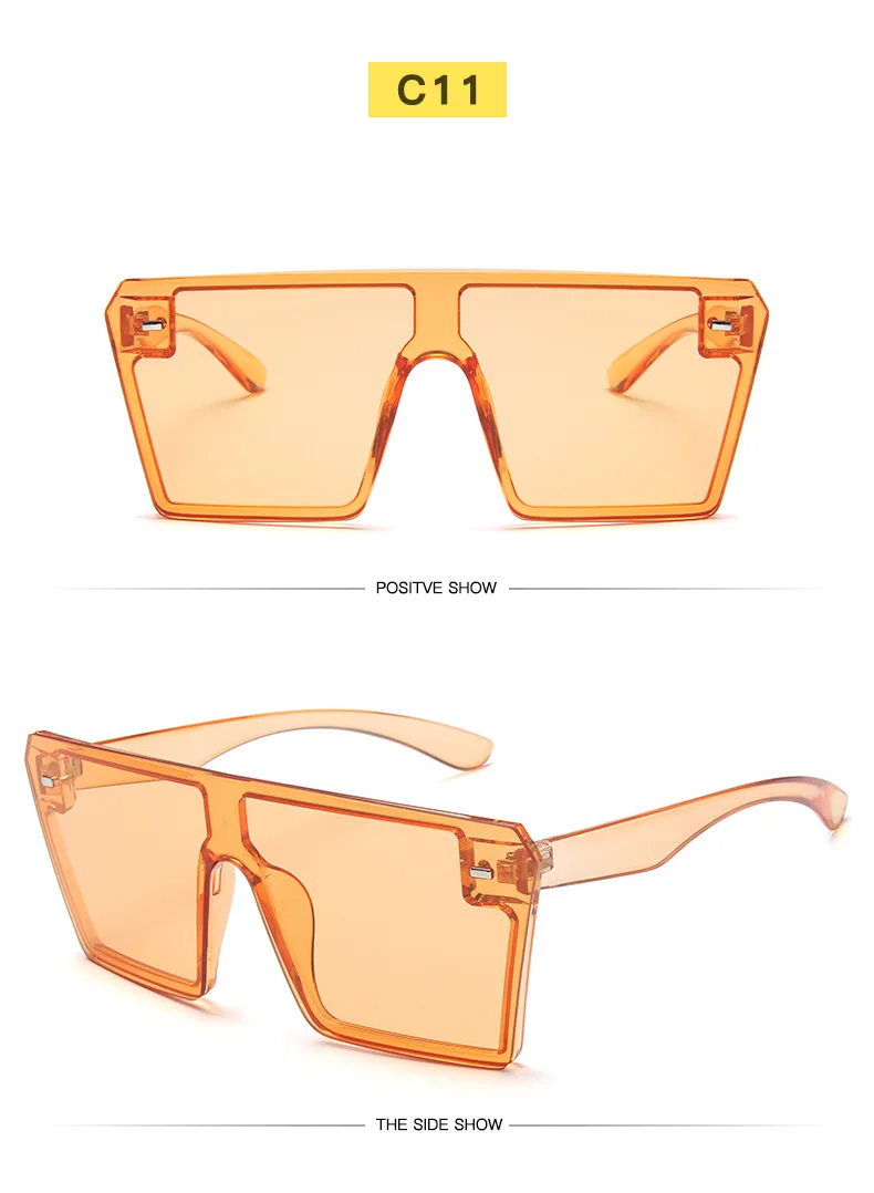 2022 neue Flache Top Oversize Platz Sonnenbrille Frauen Mode Retro Gradienten Sonnenbrille Männer Blau Großen Rahmen Vintage Brillen UV400 – Detail 17