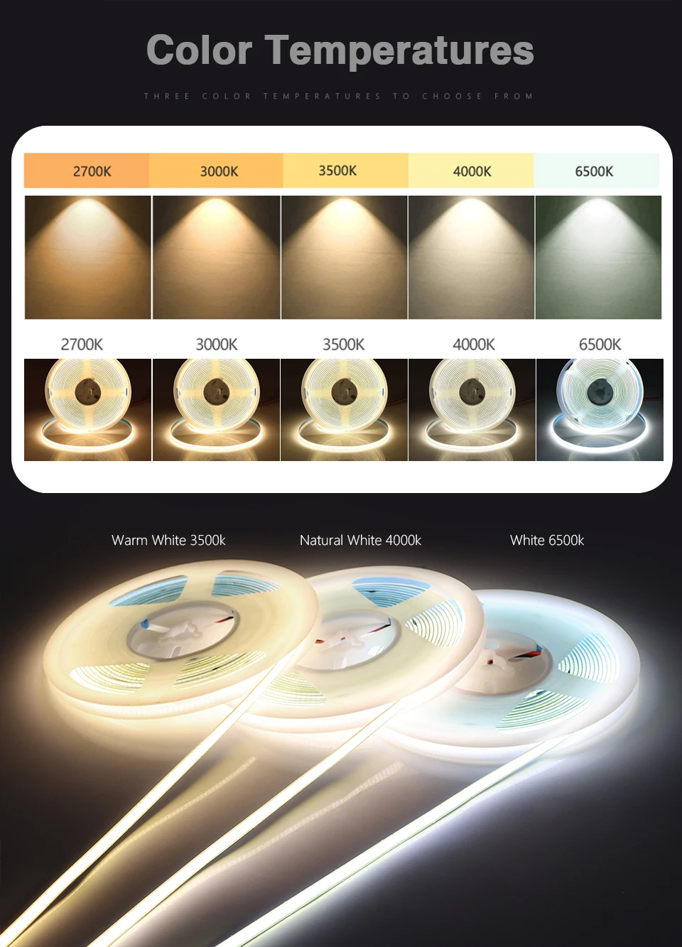 Description Picture 5 of itemPCB Width 5mm /8mm LED Light COB LEDS 320pcs/m 1m 2m 3m 5m DC12V FCOB Strip Under Cabinet Lights for Kitchen Decor Project DIY