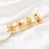 Anniyo African Flowers Rings With Red and Clear Rhinestone for Women Girls Gold Plated Mayotte Jewelry #345306 3