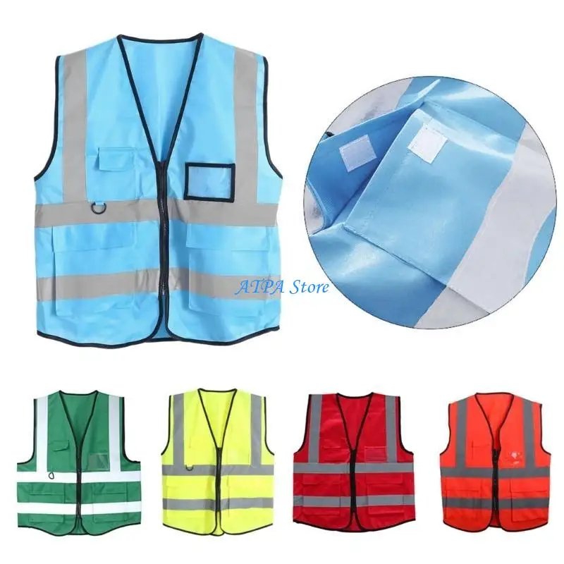 재킷 보안 조끼 5포켓용 반사 지퍼가 있는 U13C Hi-Vis 안전 조끼