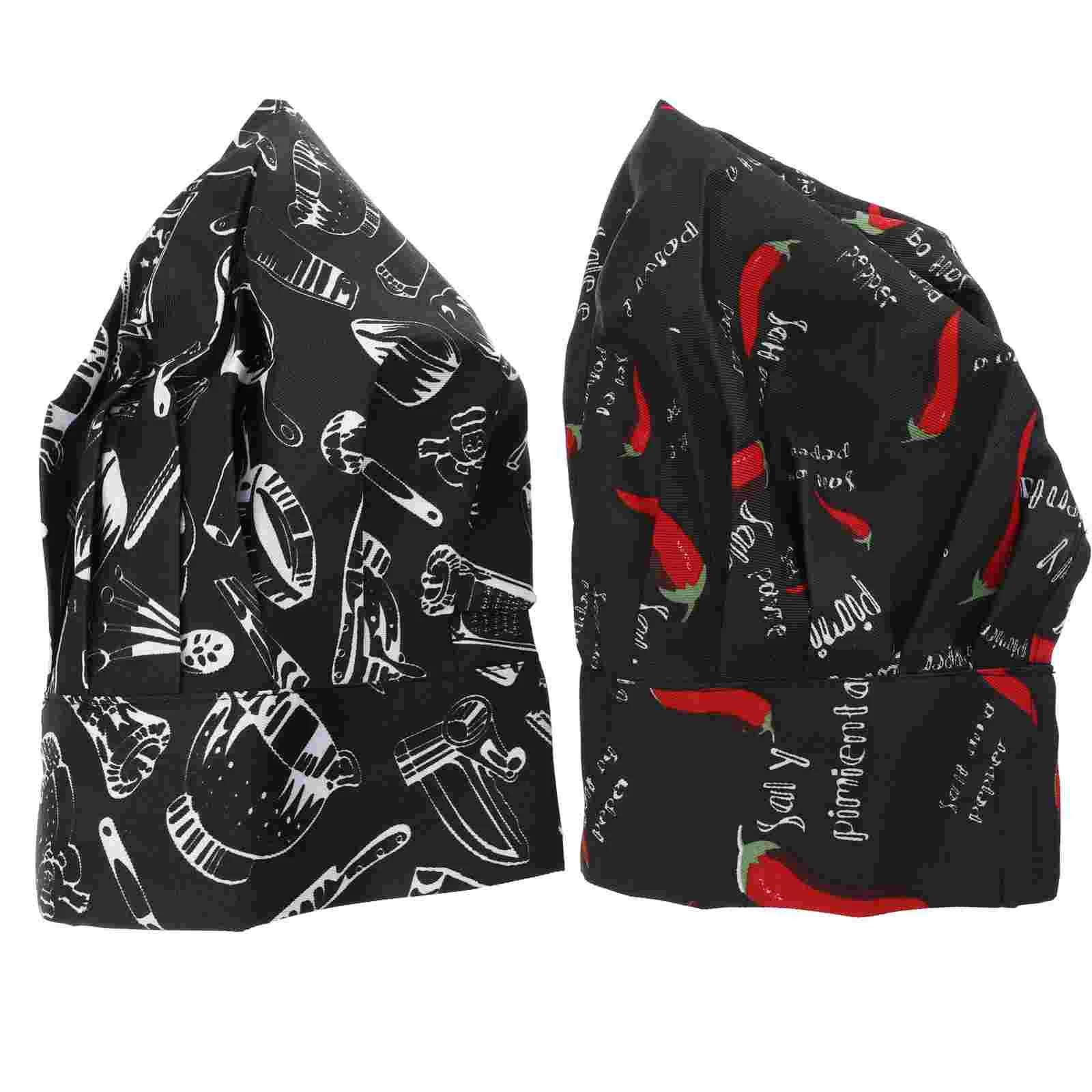 

2pcs Breathable and Comfortable Chef Caps Patterned Chef Hats for Chef