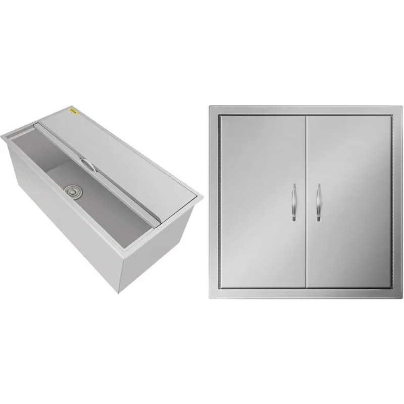 

Холодильник для льда Happybuy из нержавеющей стали, 36 Л x 18 Вт x 14 ч, холодильник для льда и барбекю Mophorn, входная дверь 24 Вт x 24 ч дюйма