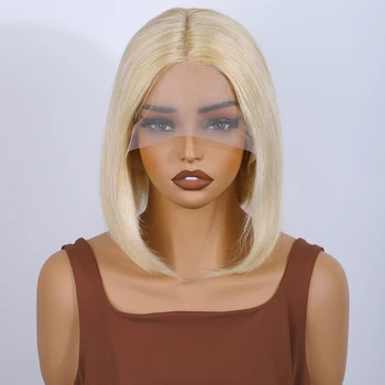 Straight Short Bob Wig 13*5*2 T Part Lace Front Human Hair Wigs Peruvian 180%D 613 Honey Blonde Lace Front Human Hair Wigs