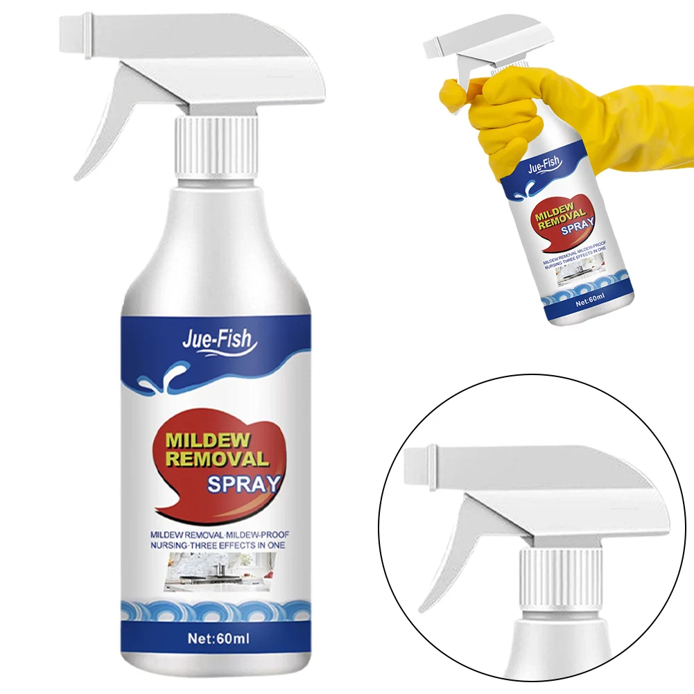 60ML Mildew Removal Spray Powerful Bathroom Mould Cleaner Remover Spray Multipurpose Cleaning Foam for Wall Tiles Bathtubs