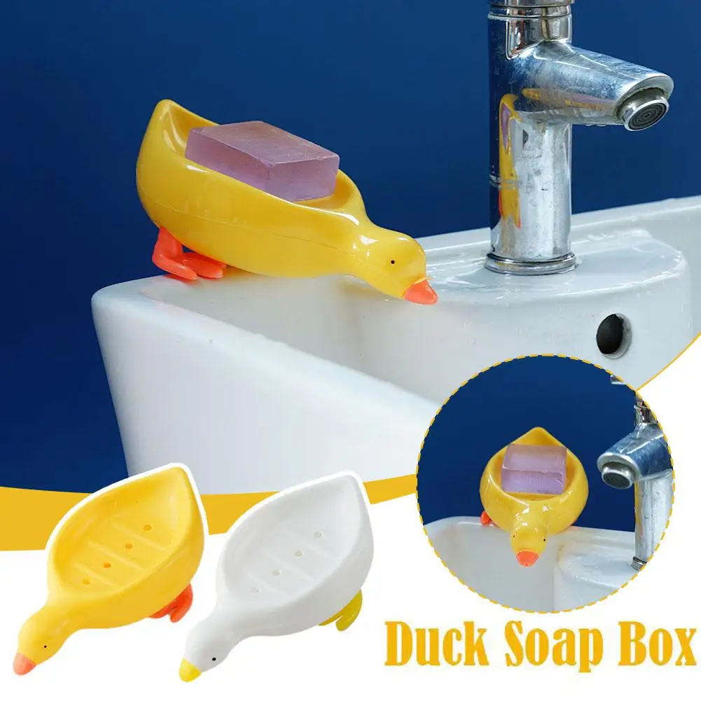 

Yellow Duck Shape Soap Box Cartoon Soap Dish Drainable Soap Holder Soap Container Soap Dish Tray For Bathroom Accessories