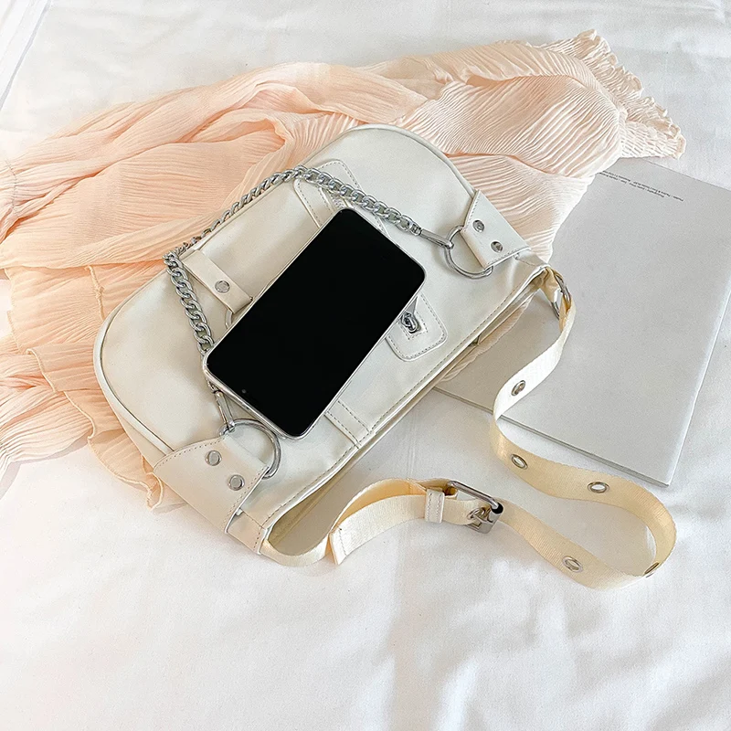 Vintage Nylon Chain Crossbody Bag Women Designer Sport Shoulder Messenger Bags Female Casual Handbags Small Travel Hobo Purses