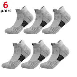 6Pairs/Men's Sports Socks Outdoor Running Basketball Sock Santi-Slip Thickened Fur Ring Bottom Breathable Casual Football Socks