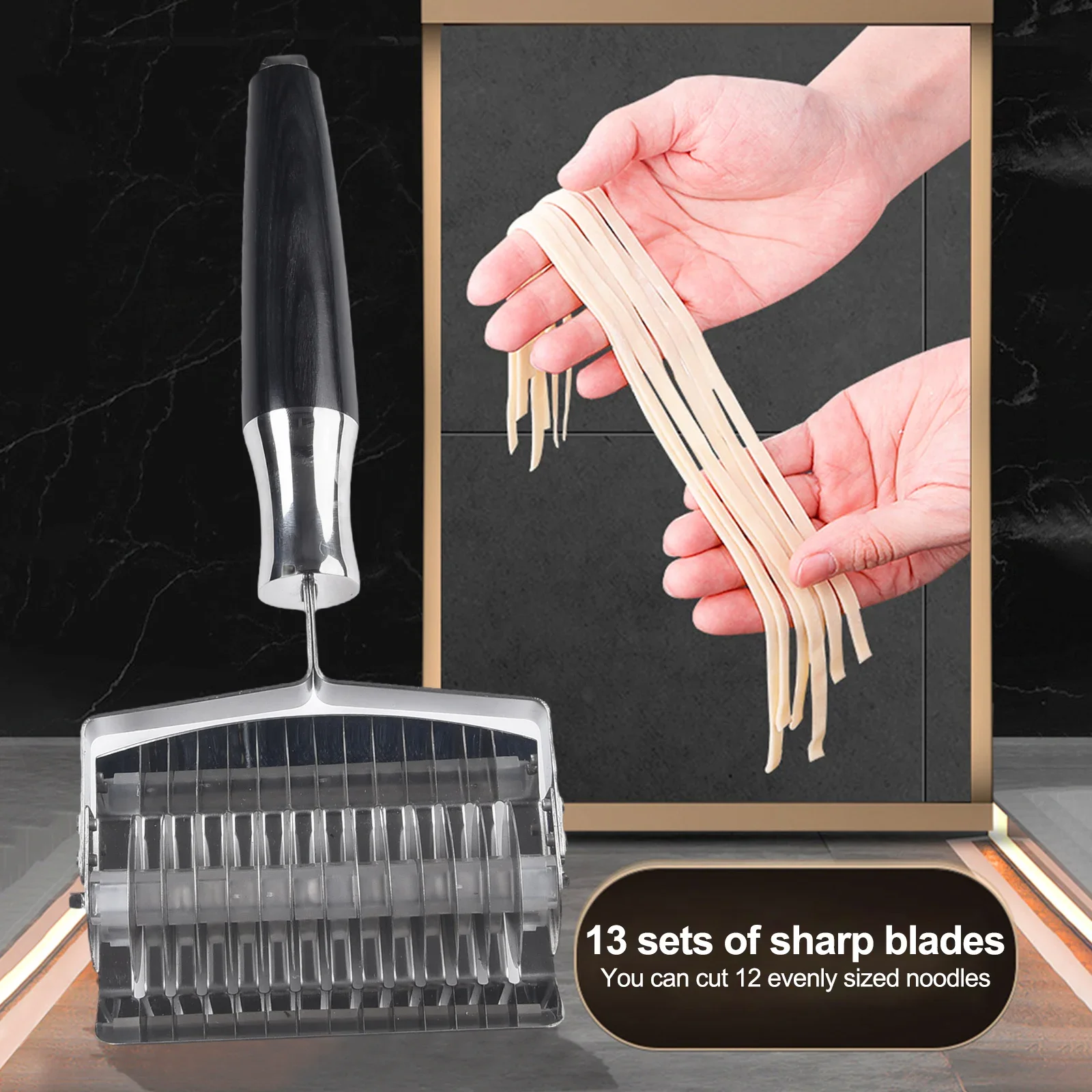 1 Pc Manual Stainless Steel Noodle Garlic Cut Roller Cutter Dough Cutting Maker Cutter Dough Cutting Maker For Kitchen Tools