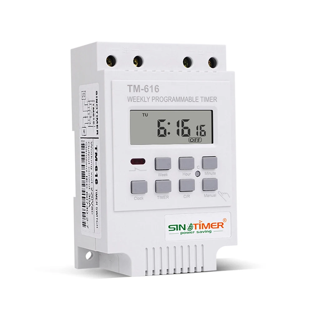 

TM616W Digital Timer Switch 30A 12V 220V Electronic Weekly Programmable Relay Timer Din Rail Moun Intelligent Timer Controller