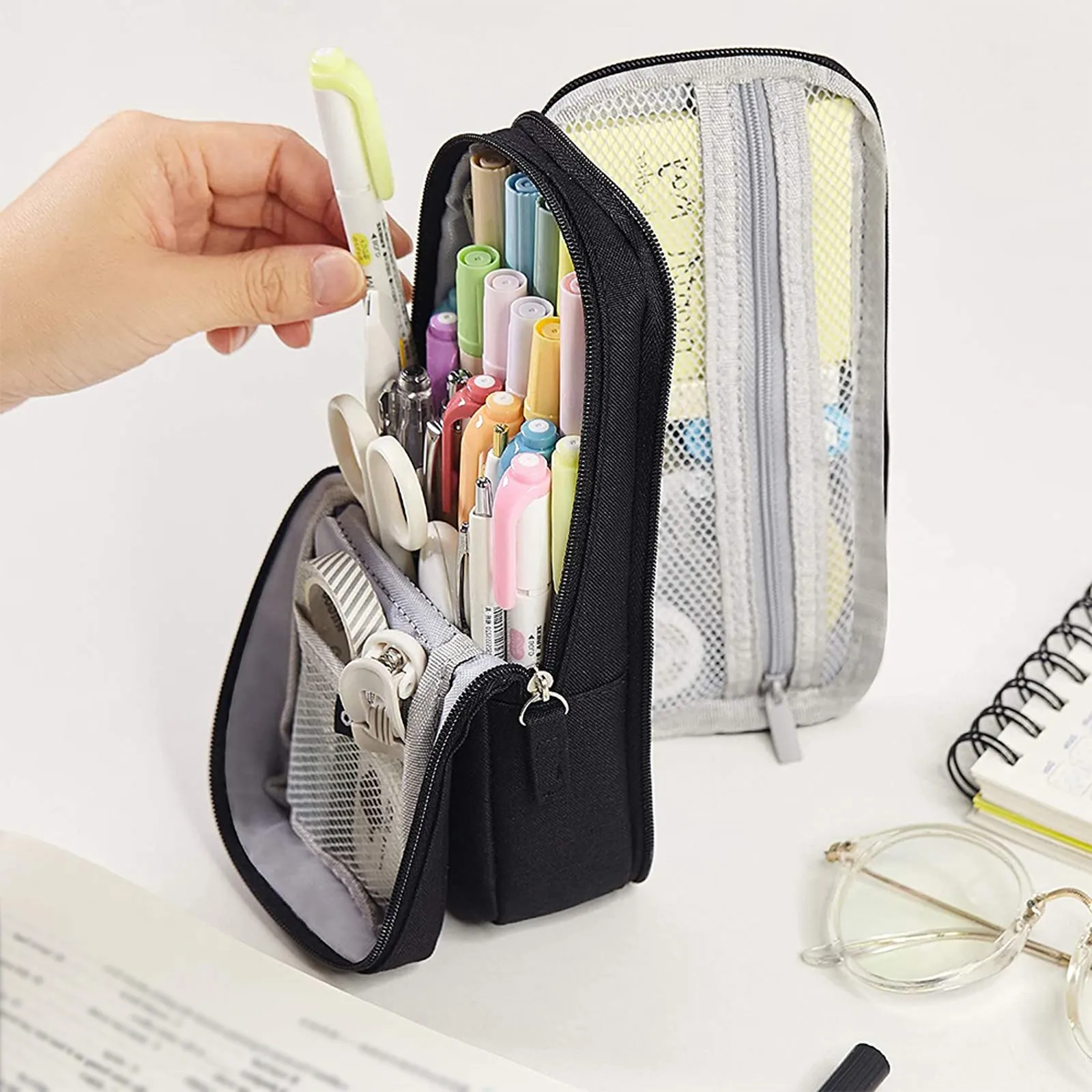 Multi Function Zippered Stand Up School Pouch Pencil Case