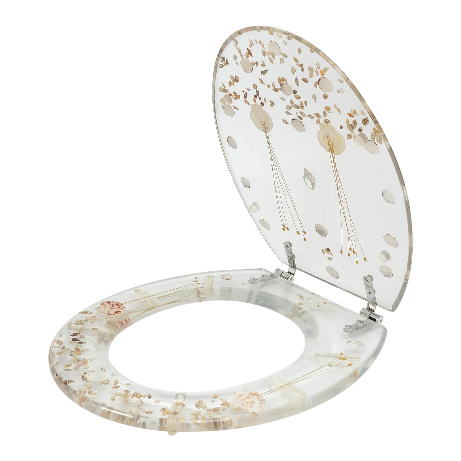 Toilet Seat Transparent Dried Flower Designs Silent Resin Commode Seat