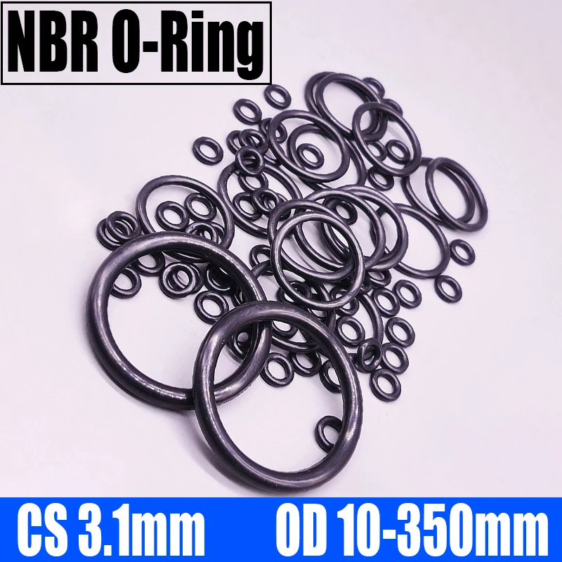 

1-10PCS NBR O Ring Seal Gasket CS 3.1mm OD 10-350mm Nitrile Butadiene Rubber Spacer Oil Resistance Washer Round Shape Black