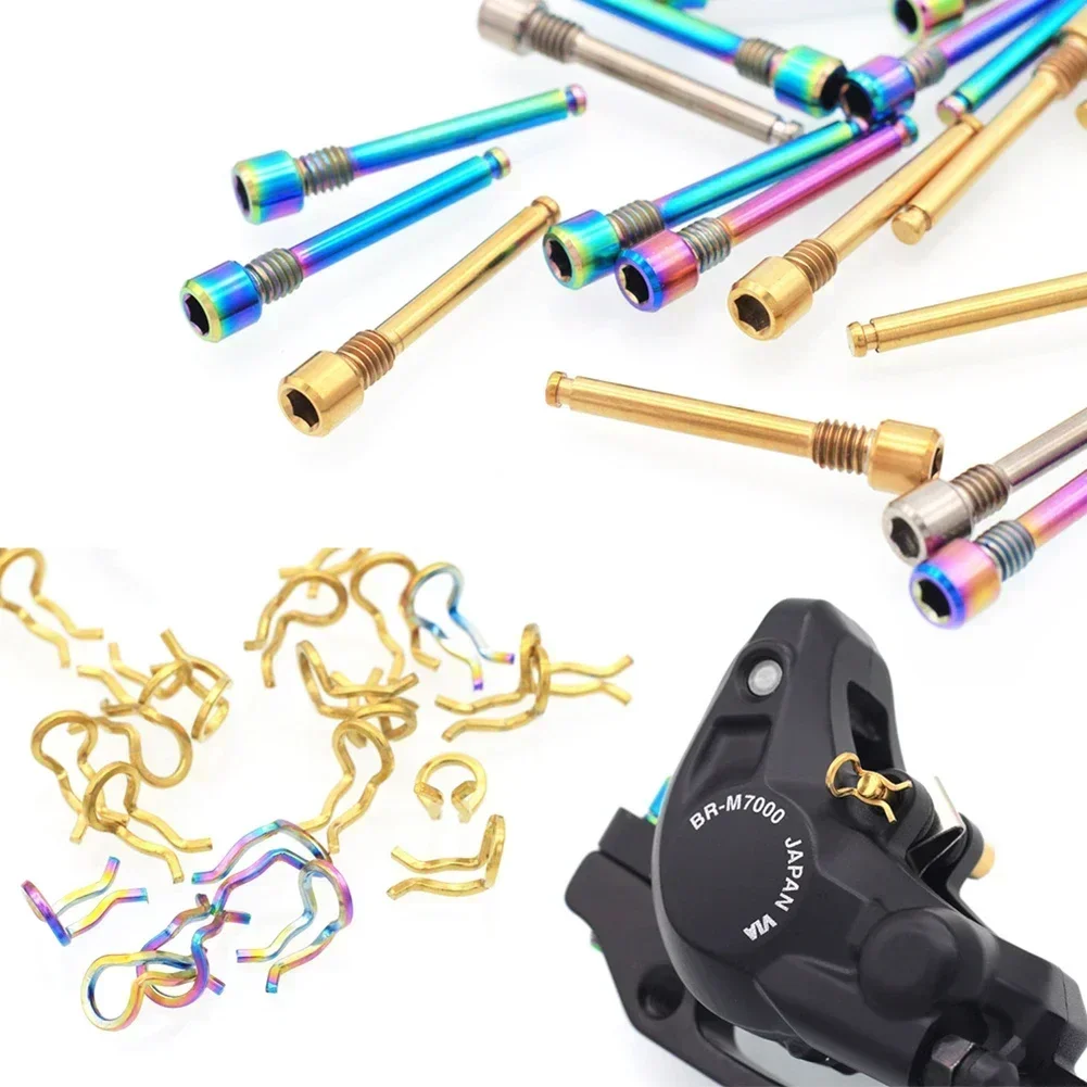 Bicycle Disc Brake Pads Brake Pads Bicycle Disc Brake Bike Brake Pads Mountain Bike Disc Brake Bicycle Hydraulic Disc Brake Pad Bolts M4 Titanium Alloy Fixing Pin Inserts Caliper Screws Retainer Pin Cycling Bike Accessories