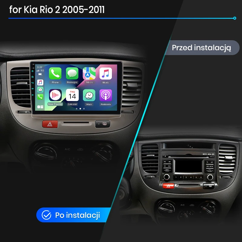Radio de coche Junsun con CarPlay inalámbrico y Android Auto para Kia Rio 2 2005-2011, sistemas inteligentes para coche, DSP, SWC, RDS, GPS, FM, BT 2