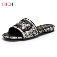 CHCH Women's Slippers New Fabric Fashion Flat Sandals Business Banquet Women's Shoes - Image 3
