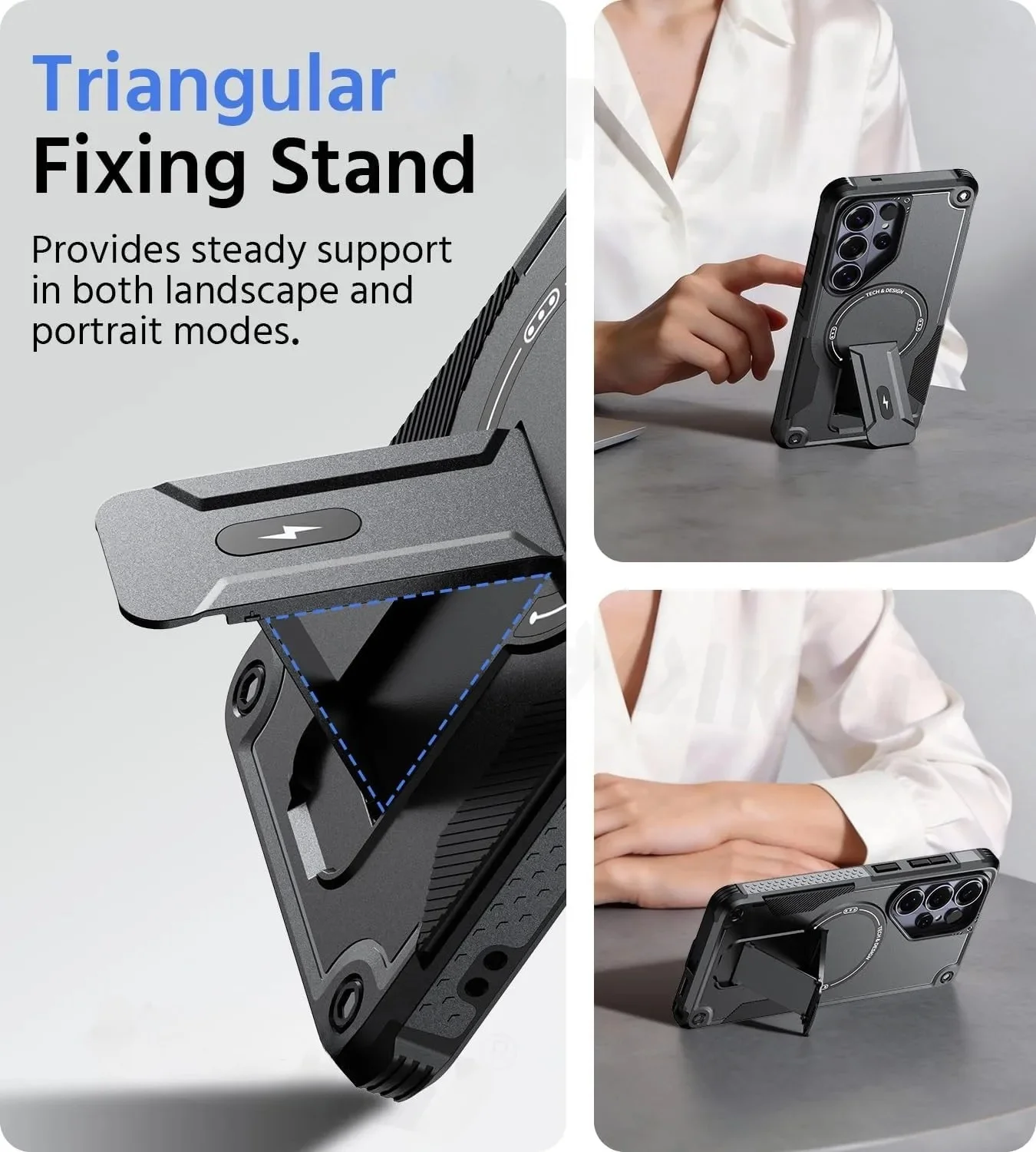 Enhanced Magnetic Phone Case with Upright Kickstand - Shockproof Protection Cover
