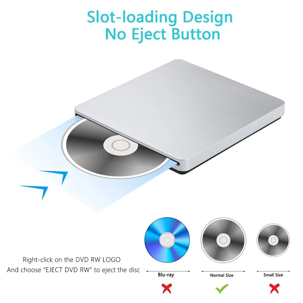 DVD Drives USB Optical External DVD RW Burner Writer Recorder Slot Load CD ROM Player For Apple Macbook Pro Laptop PC cd dvd drive