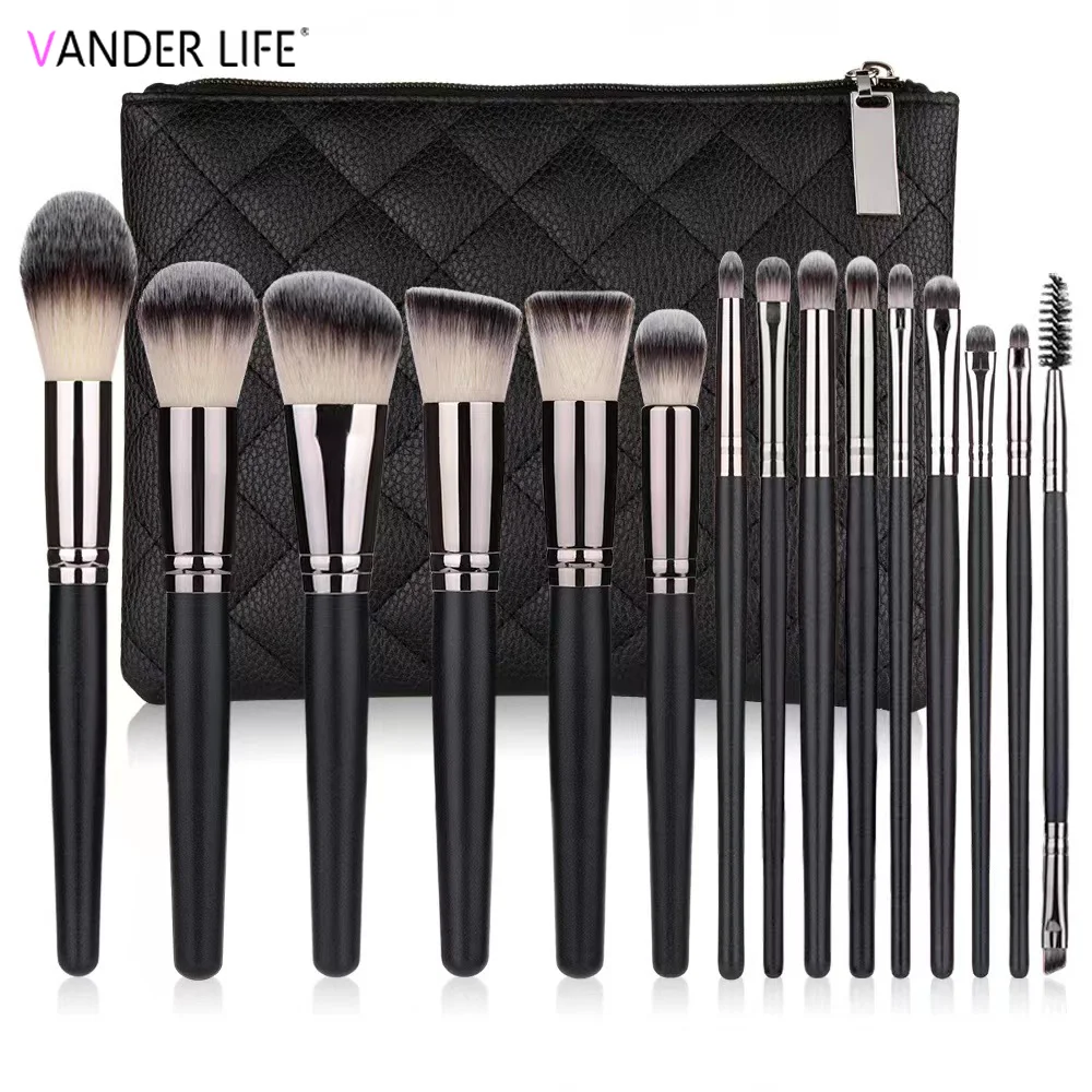 

New Black 15 Pcs Professional Makeup Brushes Set Foundation Eyeshadow Cosmetic Brush Kit For Artists Beauty Tool maquillaje