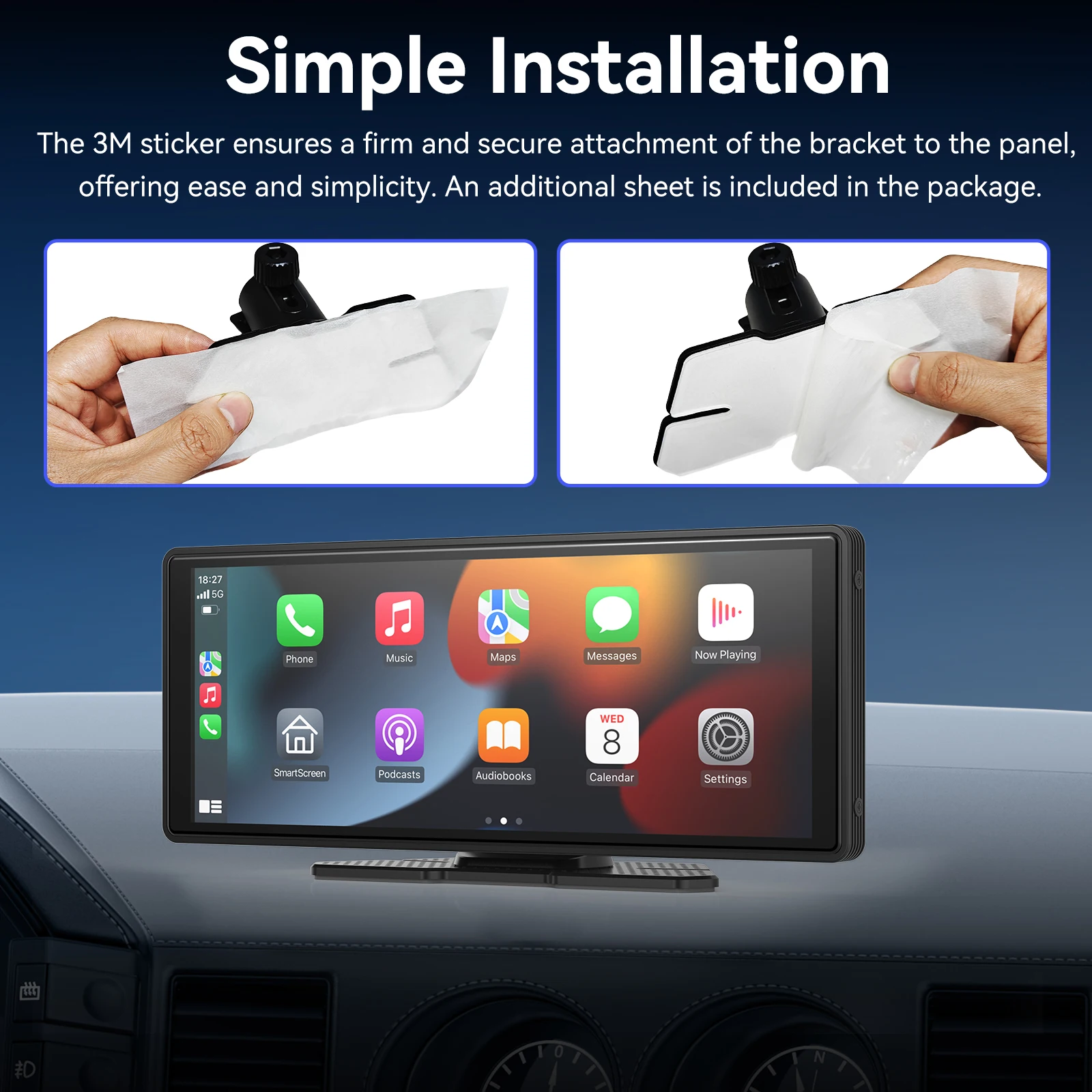 Car Multimedia Player Wireless Carplay Wireless Carplay Adapter Smart Carplay Box Multimedia Touch Screen Car Dashboard Display Screen Dash Cam Driving Recorder Car Rear View Camera Wireless Portable Carplay Screen for Car 10.26Inch Carplay & Android Auto Car Touch Stereo Dash Cam Backup Camera