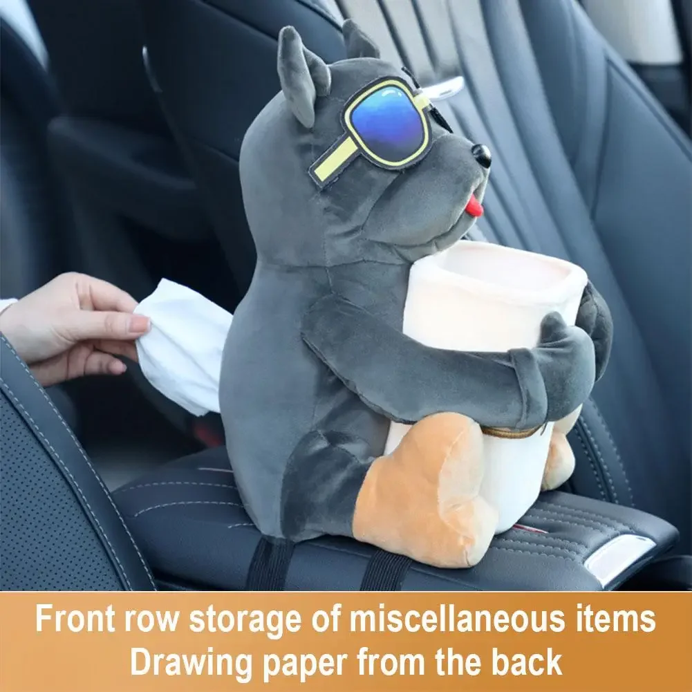 Creative Car Trash Can Tissue Box 2 in 1 Cute Corgi Auto Trash Bin Automobile Decoration for Man Women Car Accesories Bag