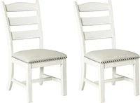 Cushioned Dining Chair with Signature Design, Vintage Farmhouse, Whitewash,   2 Count 1