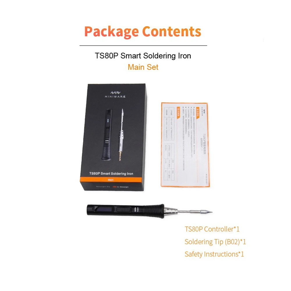 TS80P Smart Soldering Iron OLED Screen full body CNC Aluminum alloy casing TS80 Upgrade version With TS-B02 Audio tips tools 6