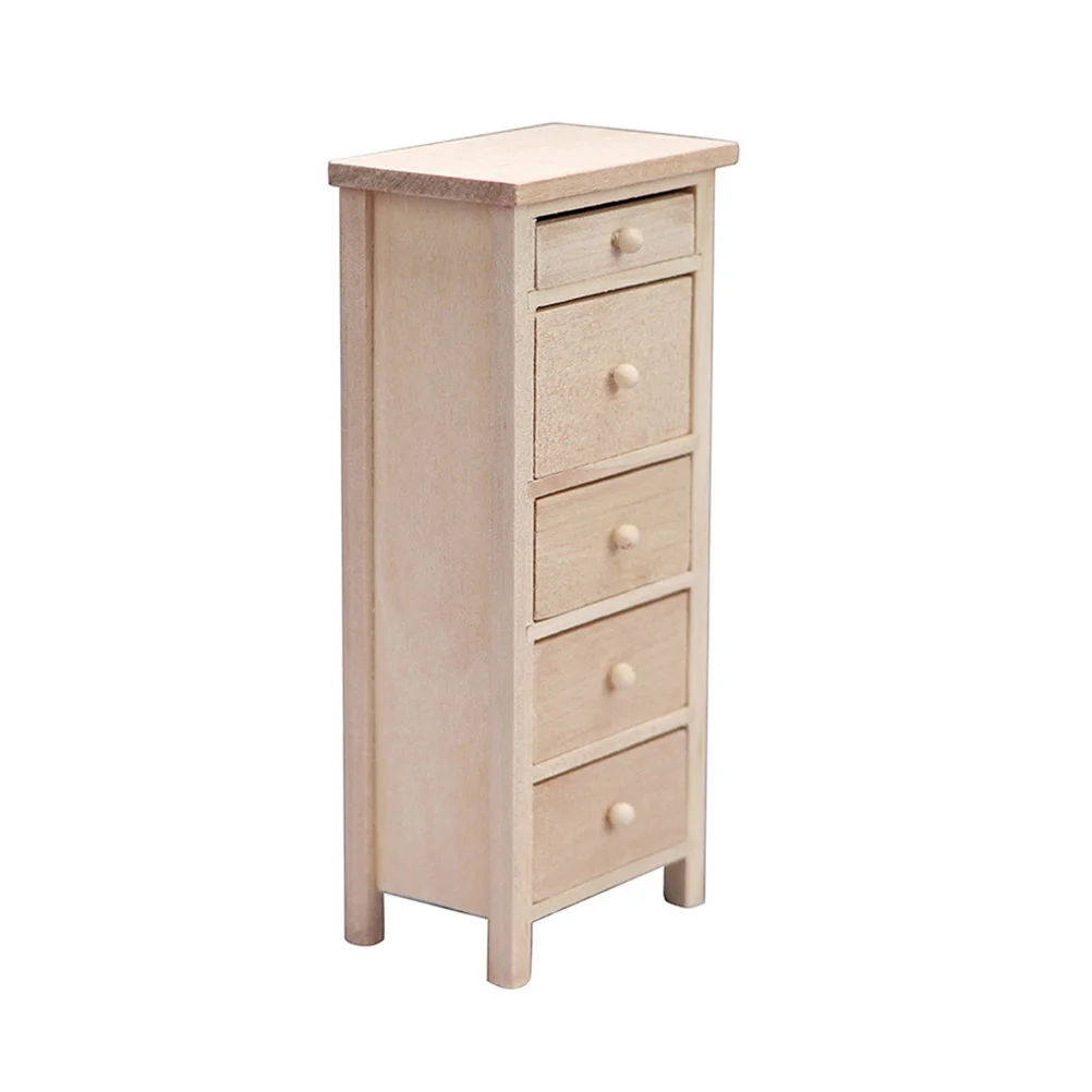 

Mini Chest of Drawers Small Furniture Model Wooden Decor House Accessory Vertical Ornament Creative Household Cabinet