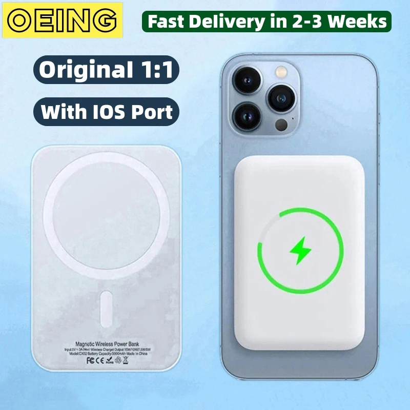 

10000mAh Original 1:1 Macsafe Power Bank Magnetic Wireless Powerbank For iPhone 12 13 14 15 15Pro Max External Auxiliary Battery