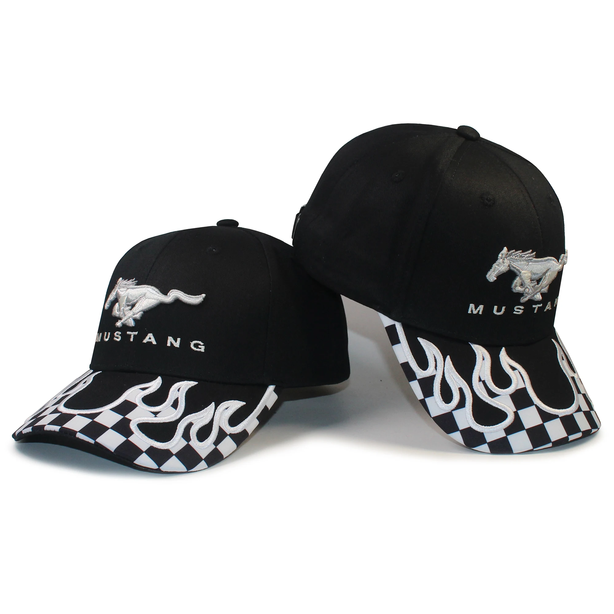 Baseball Caps Men's Adjustable Racing Flame Design 3D Embroidery Structured Dad Hat