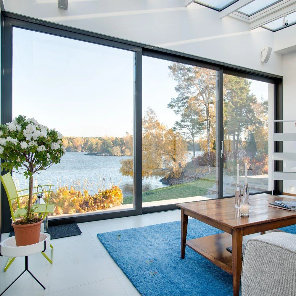 Sixinalu Pivot Casement Entrance Folding Sliding Door Glass Interior Entry 2/3 Panel Doors with Aluminum Frame Home Decor