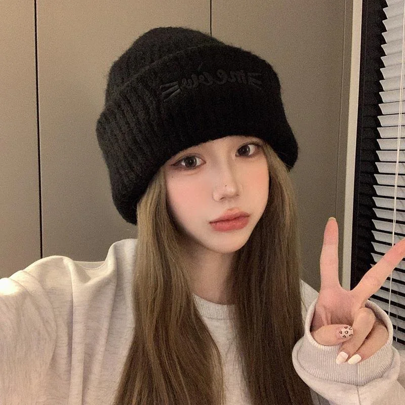 1Pieces Autumn And Winter Pile Hat Fashion Wool Knitted Hat Loose Large Head Circumference Show Face Mountaineering Hat