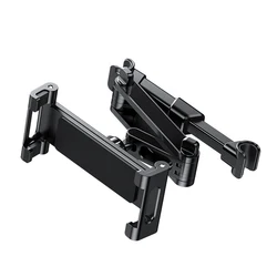 SEAMETAL Telescopic Car Headrest Phone and Tablet Holder, 360° Rotating Mount, Adjustable Stand (Black)