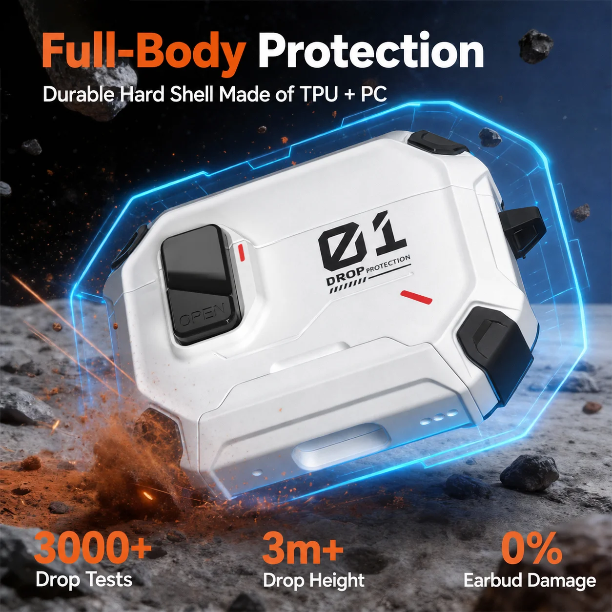Rugged Protective Hard Shell Case with Carabiner