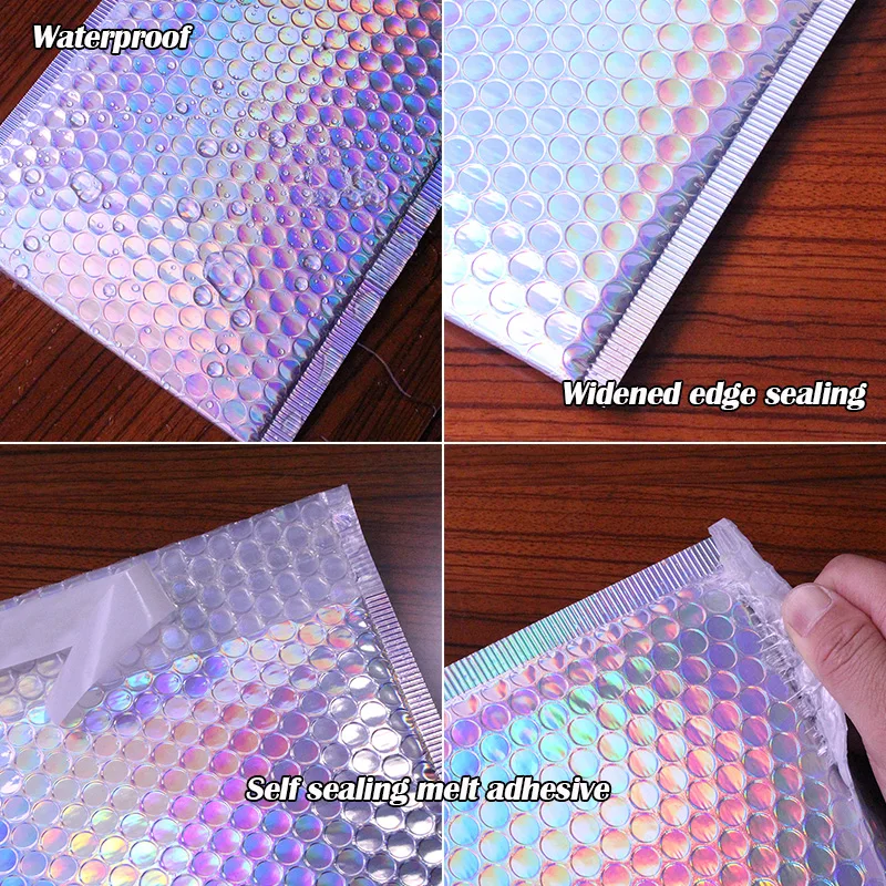 10Pcs/Lot Bubble Mailers Aluminized Bags Laser Envelope Self Seal Postal Gift Packaging Bags Book Shipping Package Colorful Bags images - 6