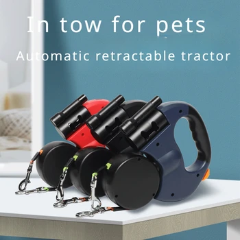 Automatic retractable two-end pet leash Dog leash with flashlight one tow two easy to walk your dog 1