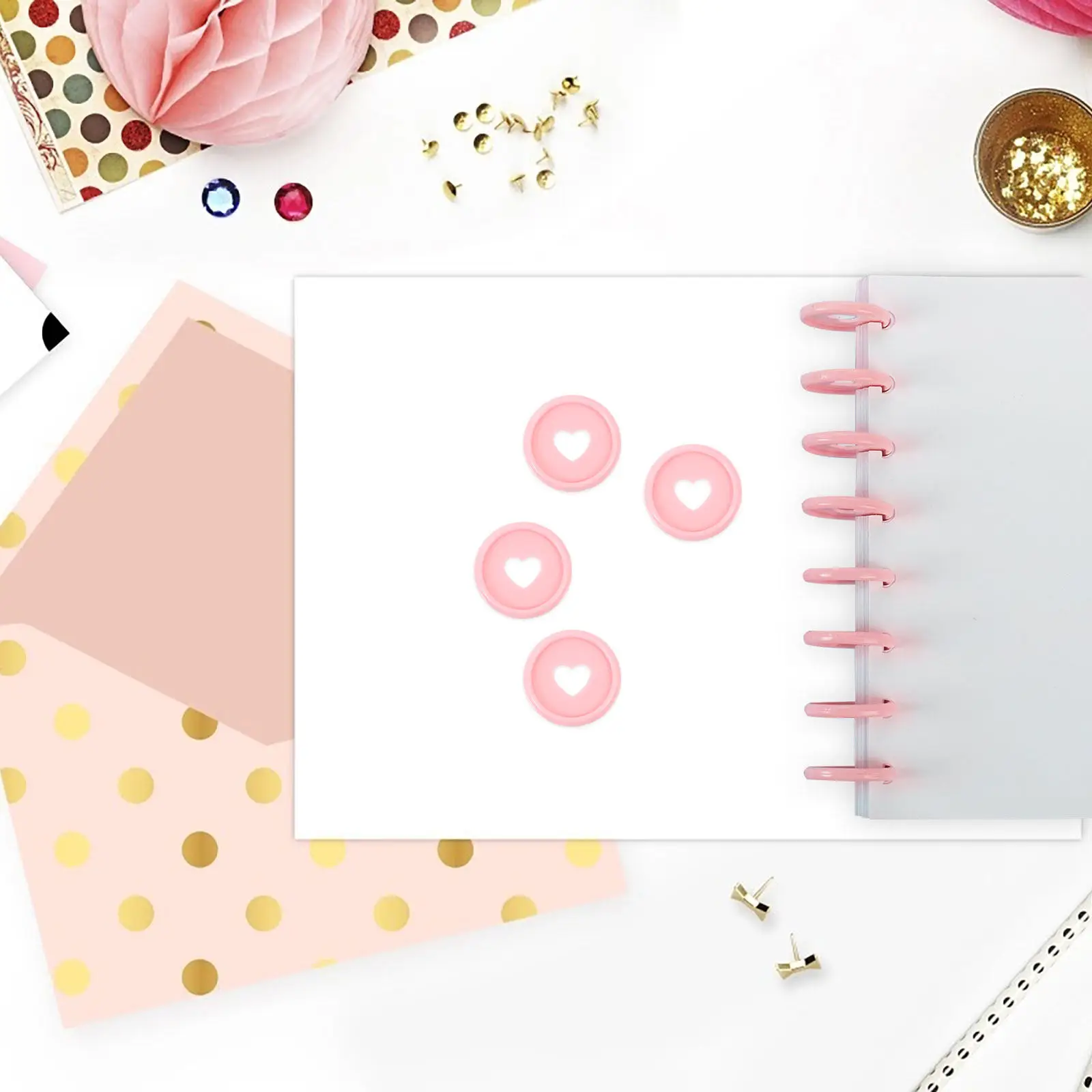 50Pcs Discbound 디스크 하트 모양 버섯 모양 바인딩 디스크 플라스틱 노트북 바인더 사무실용 루스리프 확장 디스크