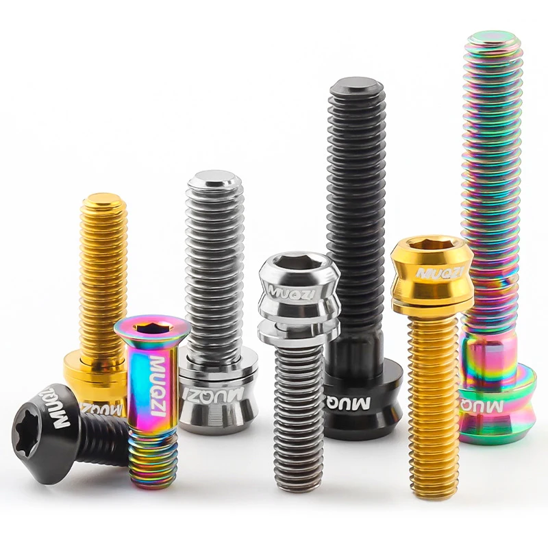 MUQZI Titanium Screws Bicycle M5x15 17 19MM M6x17 19 30 35MM Bike Headset Top Cap Bolt Stem Screw Brake Caliper Screw bike brake adjuster screw
