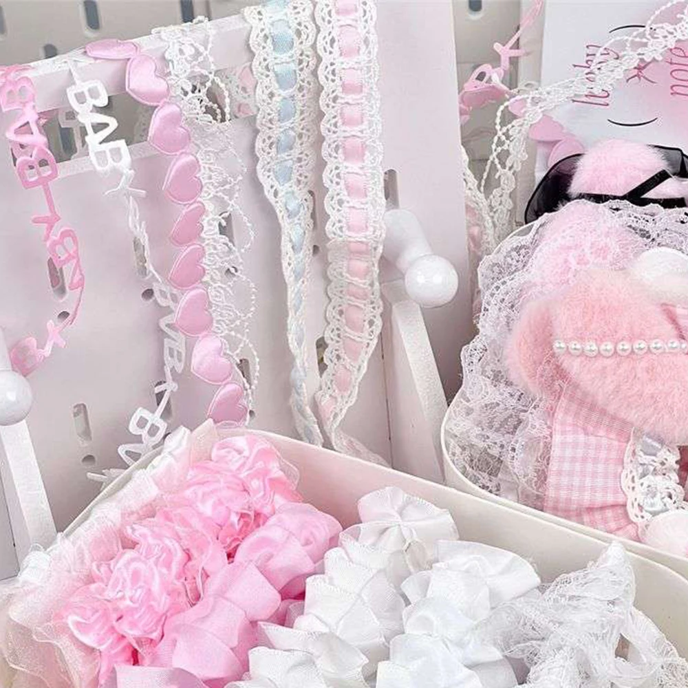 Cartoon Cute Lace Card Holder Lace Pink White Card Protectors DIY Handmade Material InsIdol Photo Sleeve Decor craft supplies,doll handmade accessories