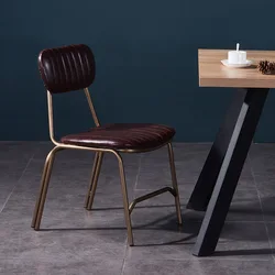 Gold LegsErgonomic Leather Dining Chairs Metal Backrest Leg Restaurant Dining Chairs Soft Patio Upholstered Sedie Dining Room