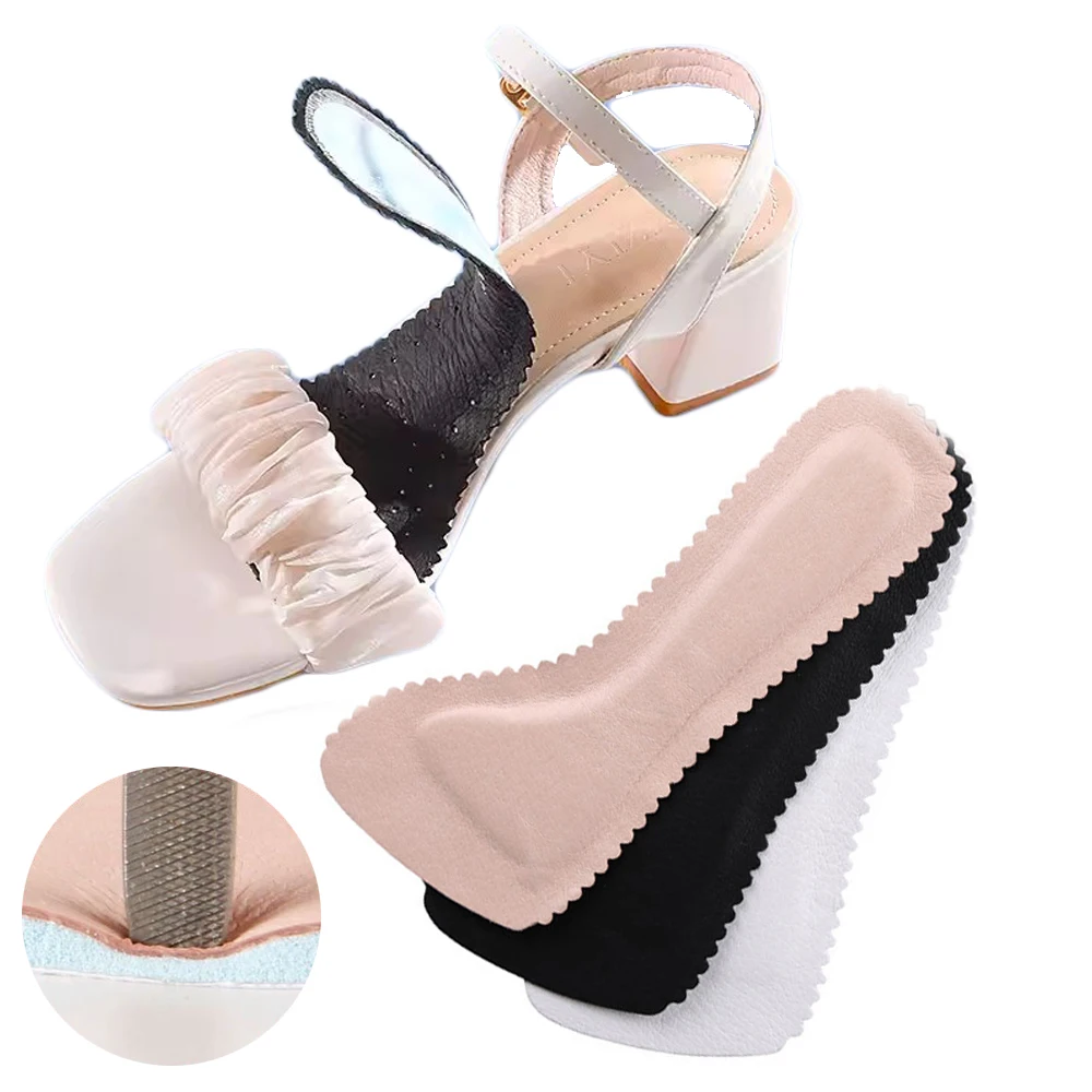

2Pcs Anti-Slip Leather Insoles for Women Sandals Self-Adhesive Sweat-absorbent High Heel Sole Stickers Soft Seven-point Shoe Pad