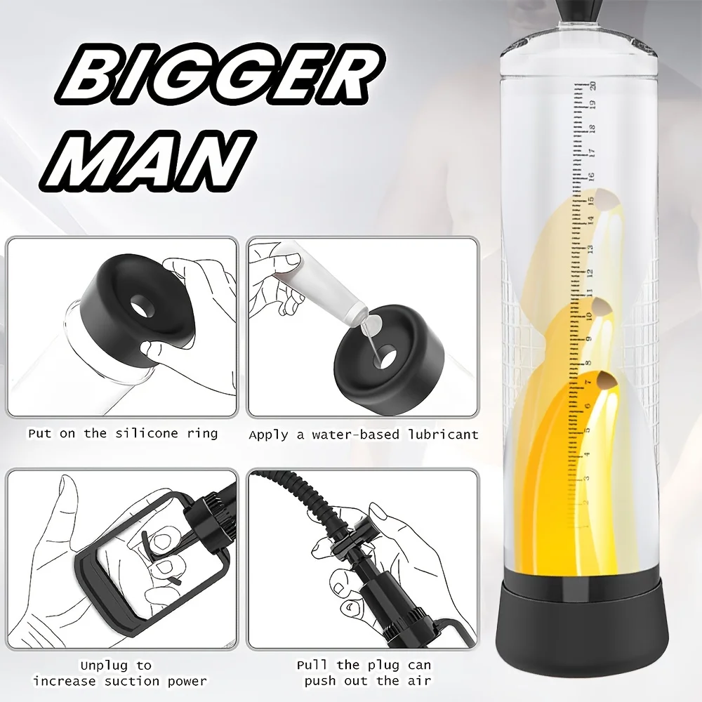 Male Penis Pump Manual Penis Enlarger Enhancement Erection SexToys For Man Vacuum Pump Big Dick Trainer Male Lasting Masturbator