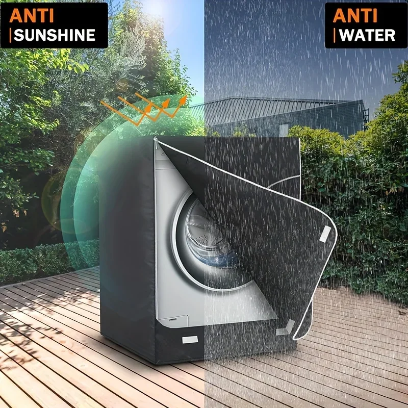 Washing Machine Cover Dryer Cover 420D Oxford waterproof Washer and Dryer Cover front loading 39.5x33x27 inches black washing machine cover dryer cover