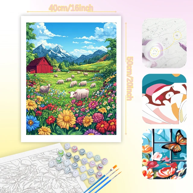 RUOPOTY-Kit de peinture par numéros sur toile pour adultes, peinture acrylique à l'huile de paysage, décoration de la maison, cadeaux 5